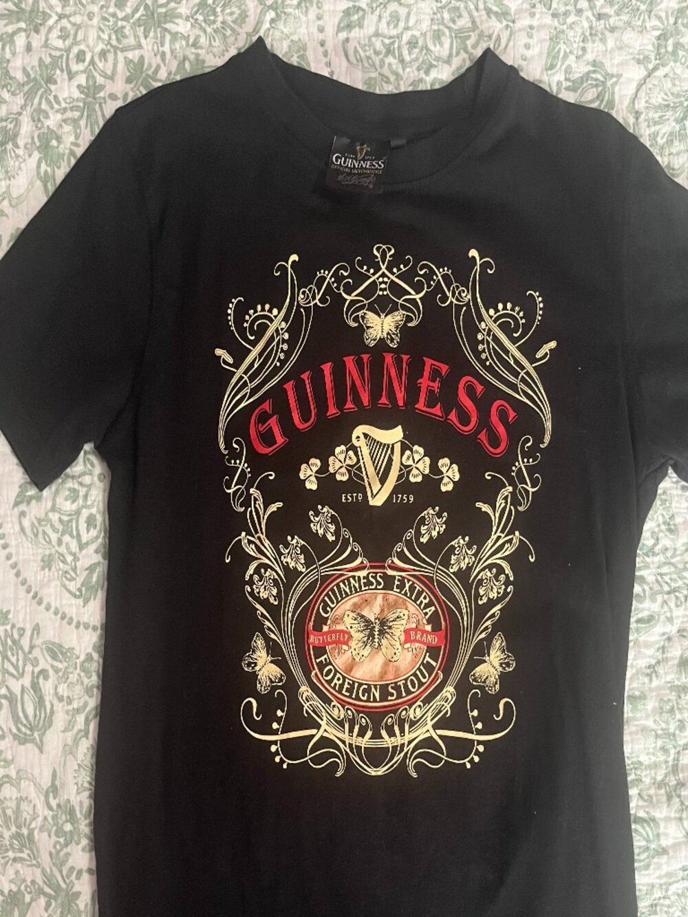 Guinness Black Distressed Label T-Shirt